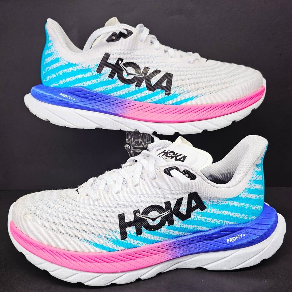Hoka One One Women's White Blue Pink Gradient Running Shoes